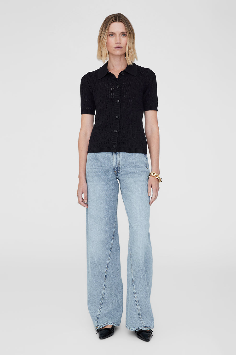 ANINE BING Alexis Sweater - Black - On Model Front