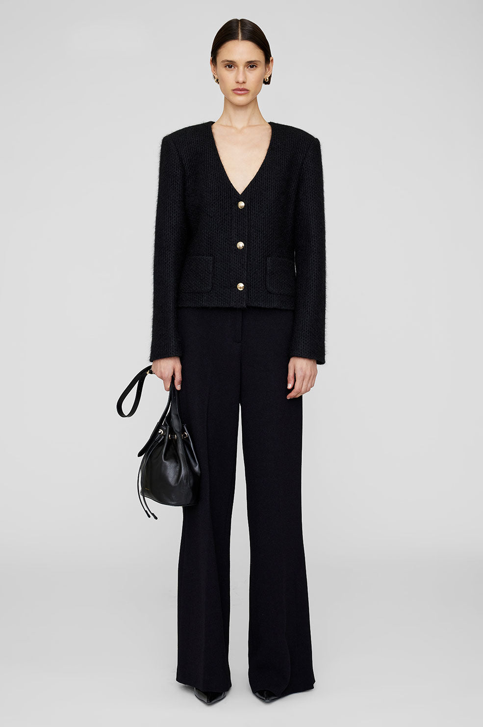 ANINE BING Anitta Jacket - Black Woven - On Model Front