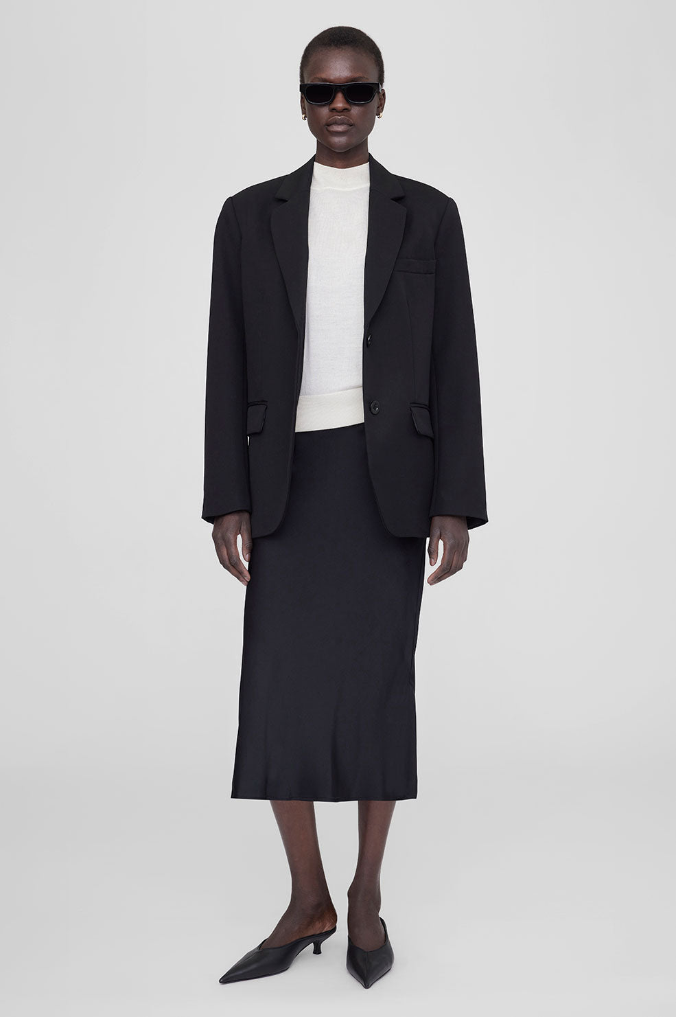 ANINE BING Bar Silk Skirt - Black