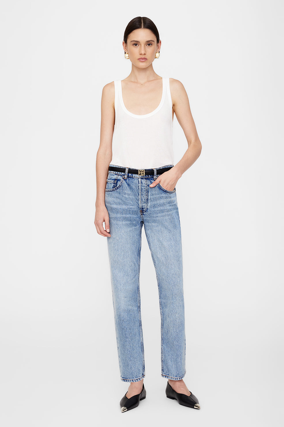 ANINE BING Benson Jean - Vintage Indigo - On Model Front