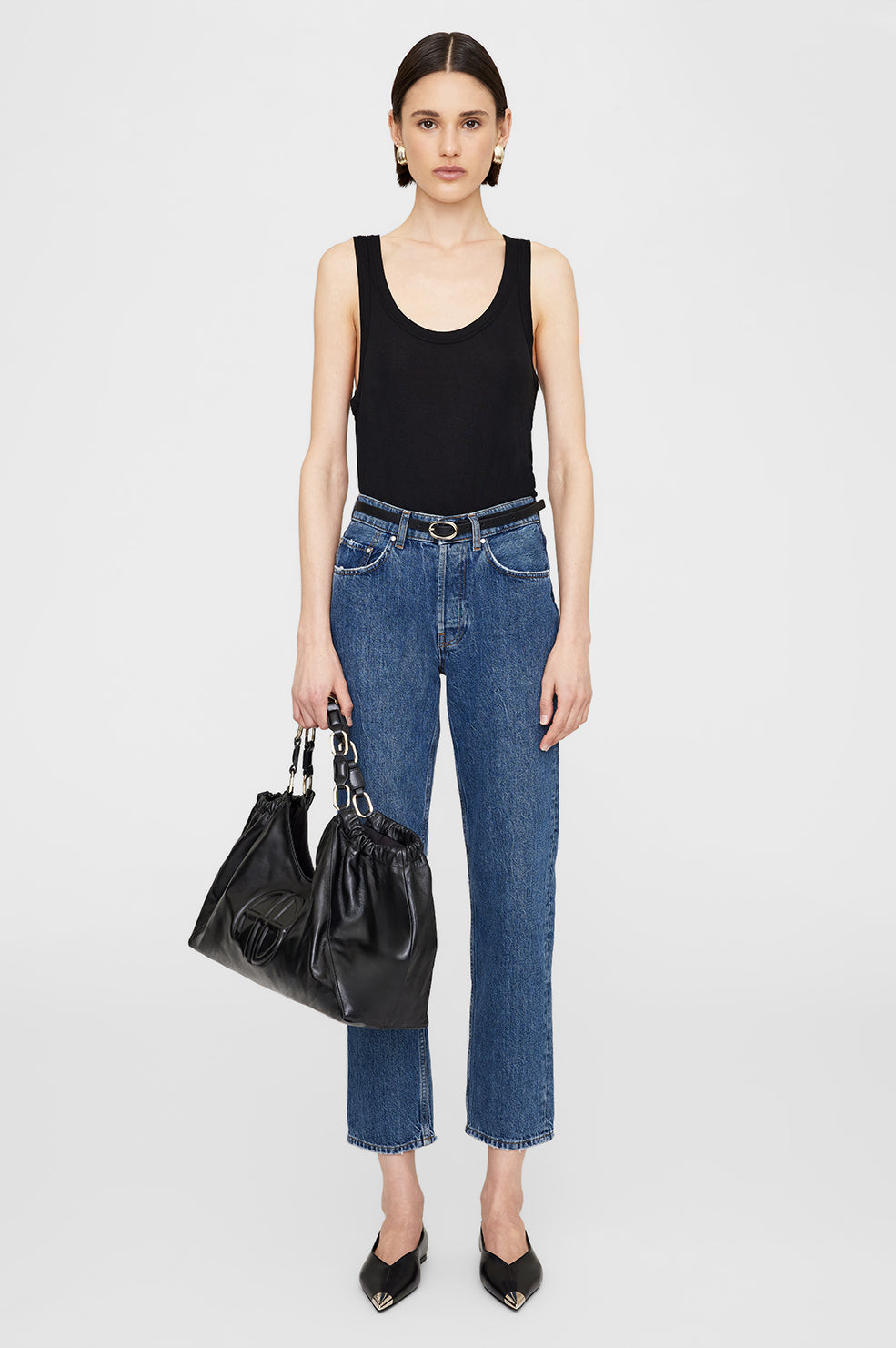 ANINE BING Brine Tank - Black Cashmere Blend - On Model Front
