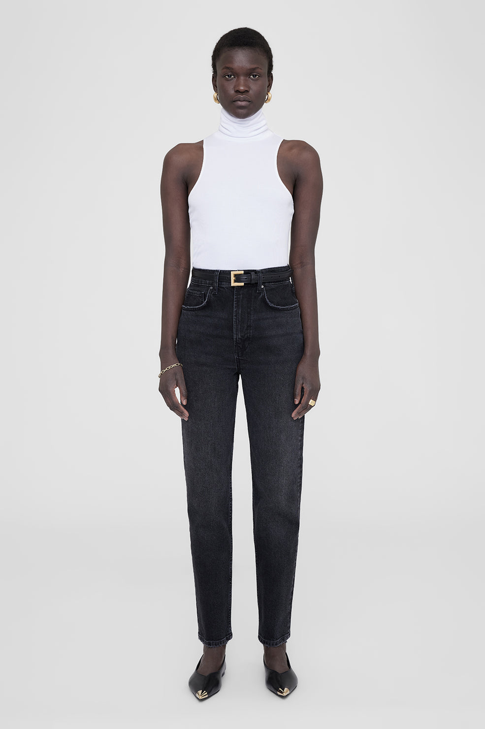 ANINE BING Bry Jean - Raven Black - On Model Front