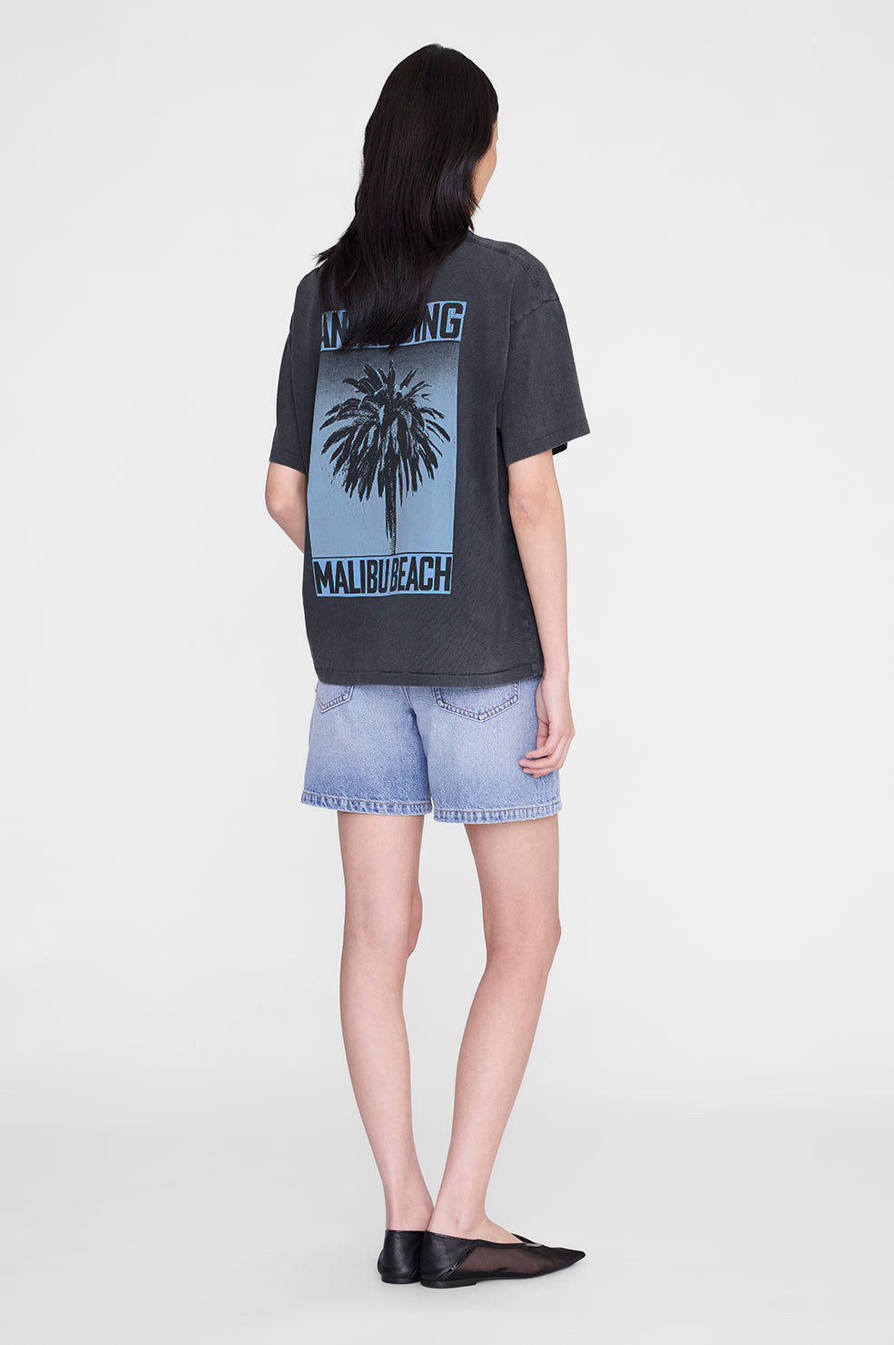 ANINE BING Cade Tee Palm - Washed Black