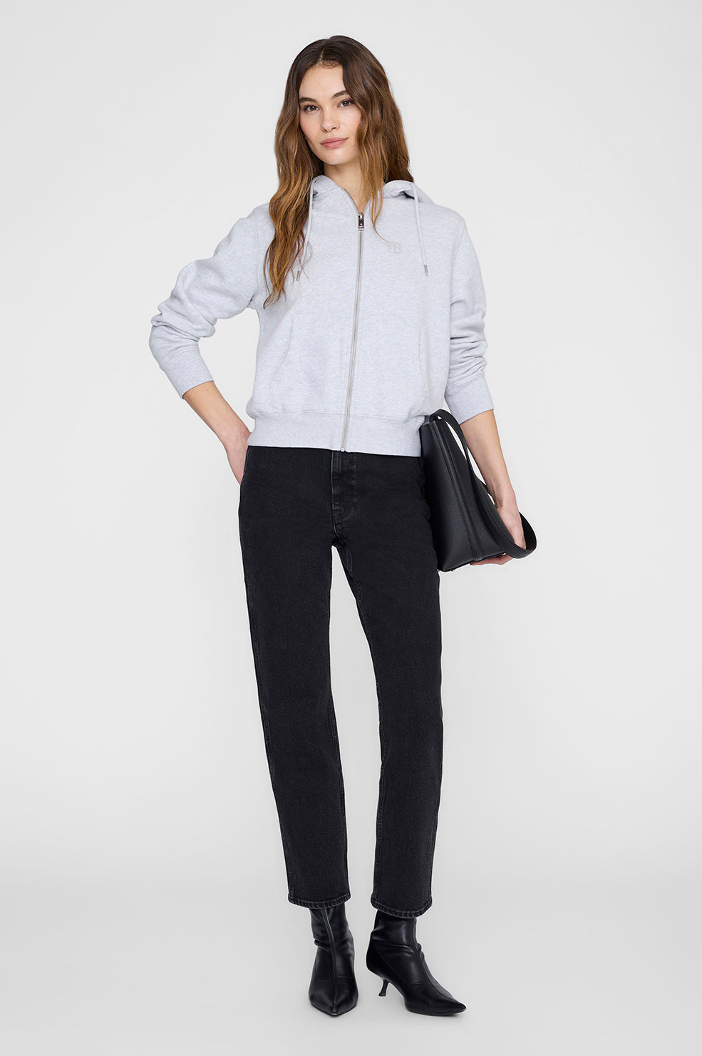 ANINE BING Casper Zip Up Bing - Grey Melange