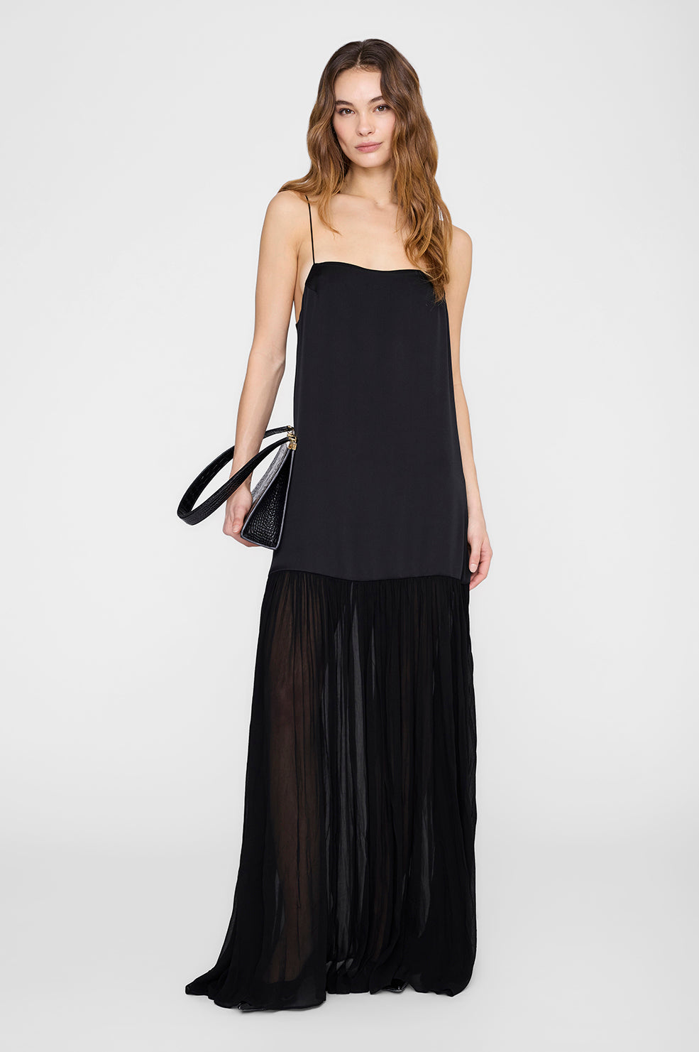 anine bing black dress ANINE BING Joslyn Midi Dress in Black