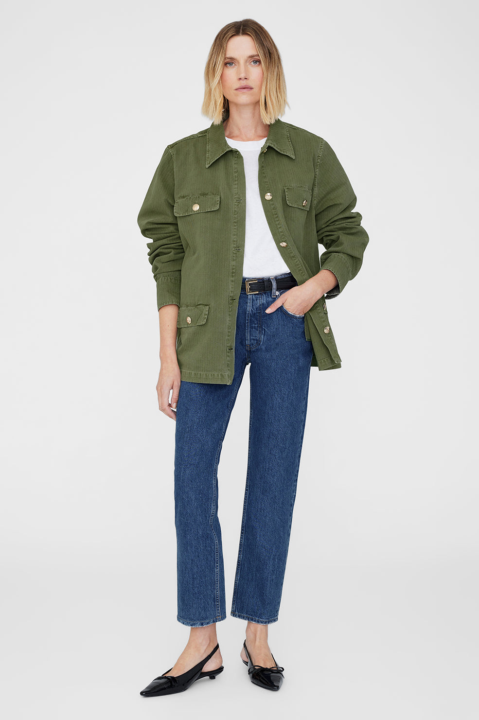 ANINE BING Corey Jacket - Army Green - On Model Front