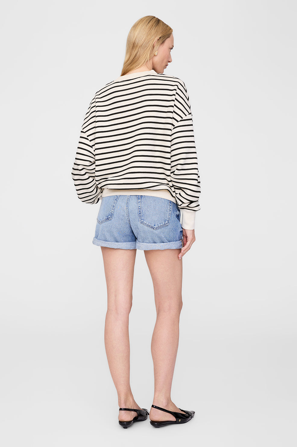 ANINE BING Dean Sweatshirt - Black Stripe French Terry