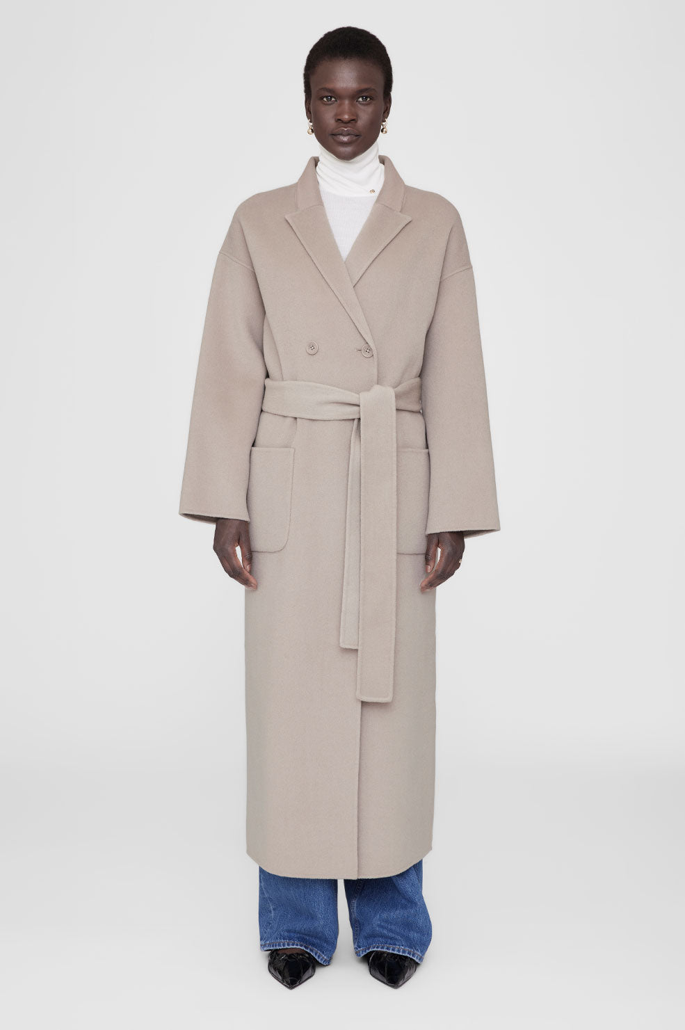ANINE BING Dylan Maxi Coat - Taupe Cashmere Blend