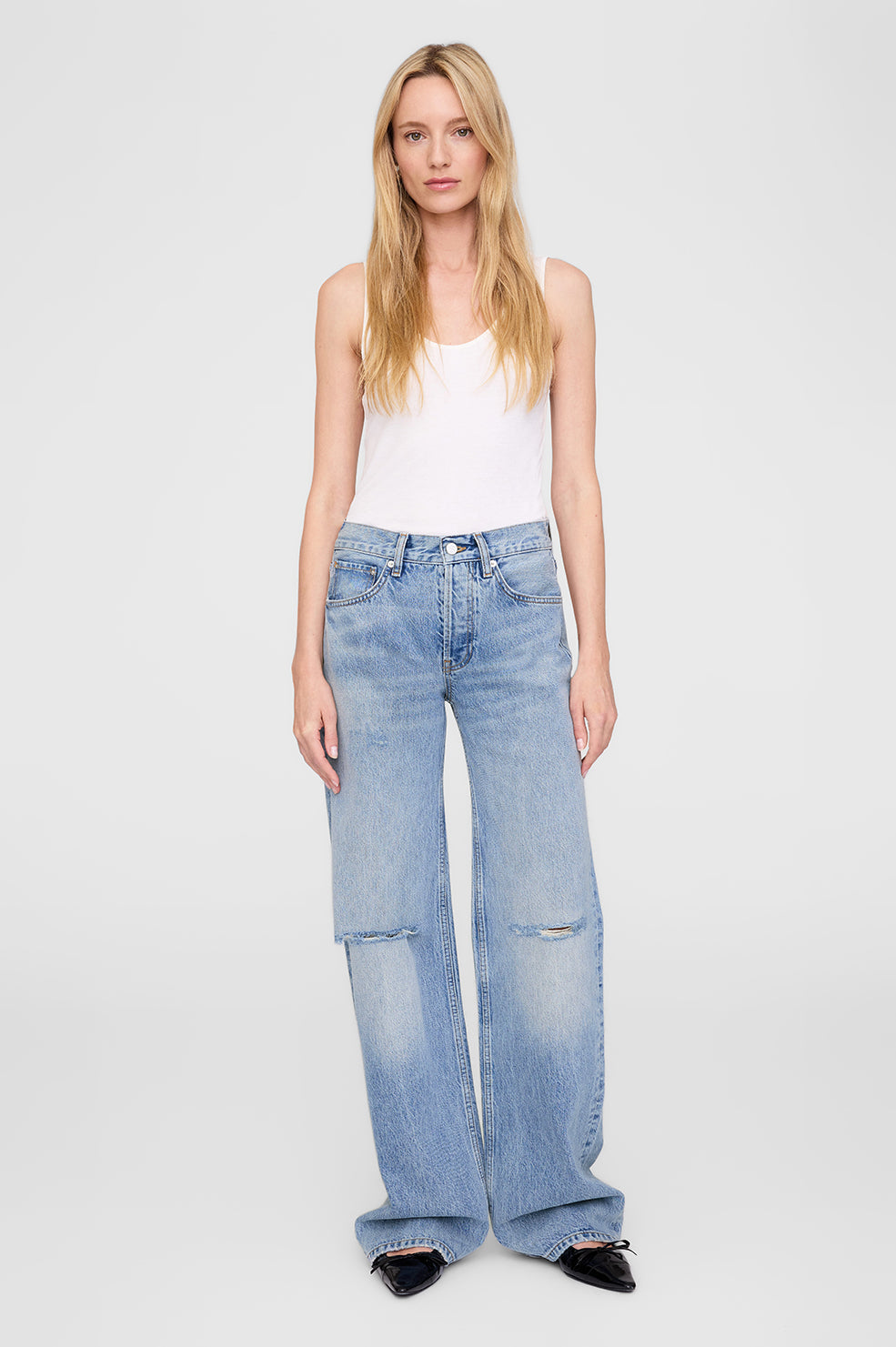 ANINE BING Hugh Jean - Summer Indigo Destructed - On Model Front