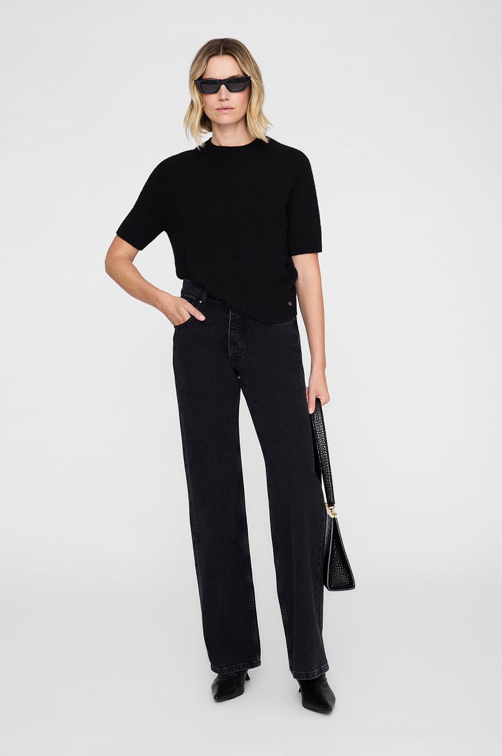 ANINE BING Jackson Sweater - Black - on model front