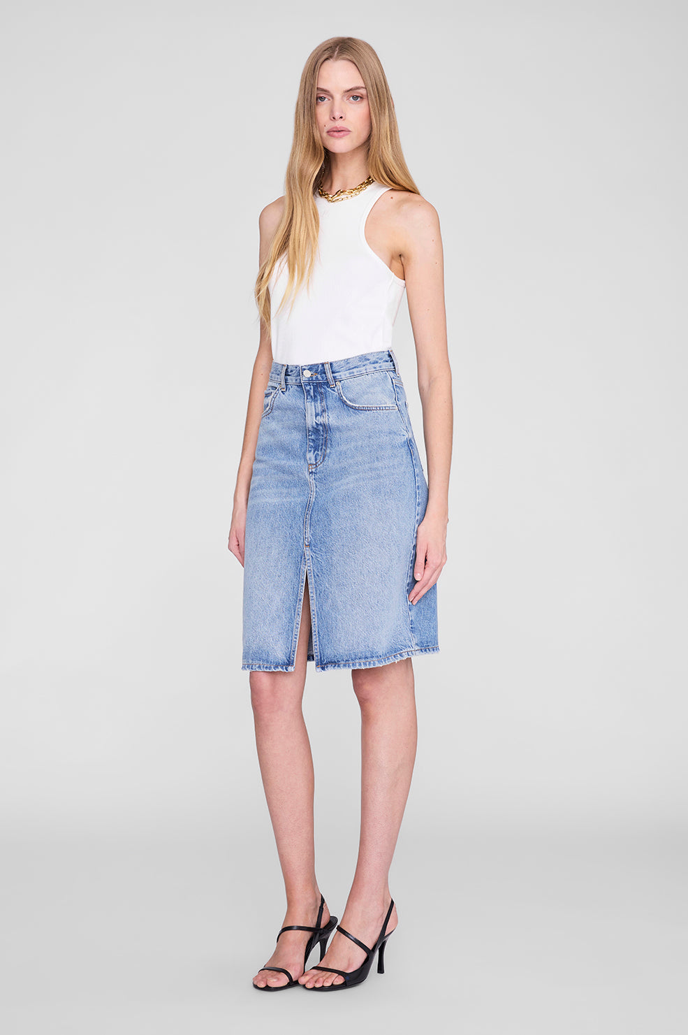 ANINE BING Jamey Skirt - Arbor Blue - on model front