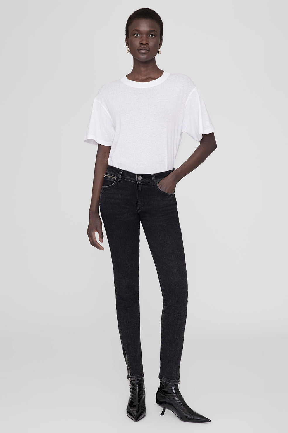 ANINE BING Jax Jean - Smoke Black - On Model Front