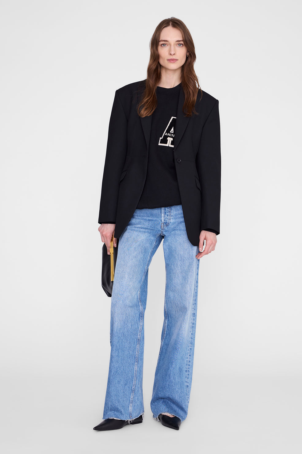 ANINE BING Miles Sweatshirt Letterman - Black