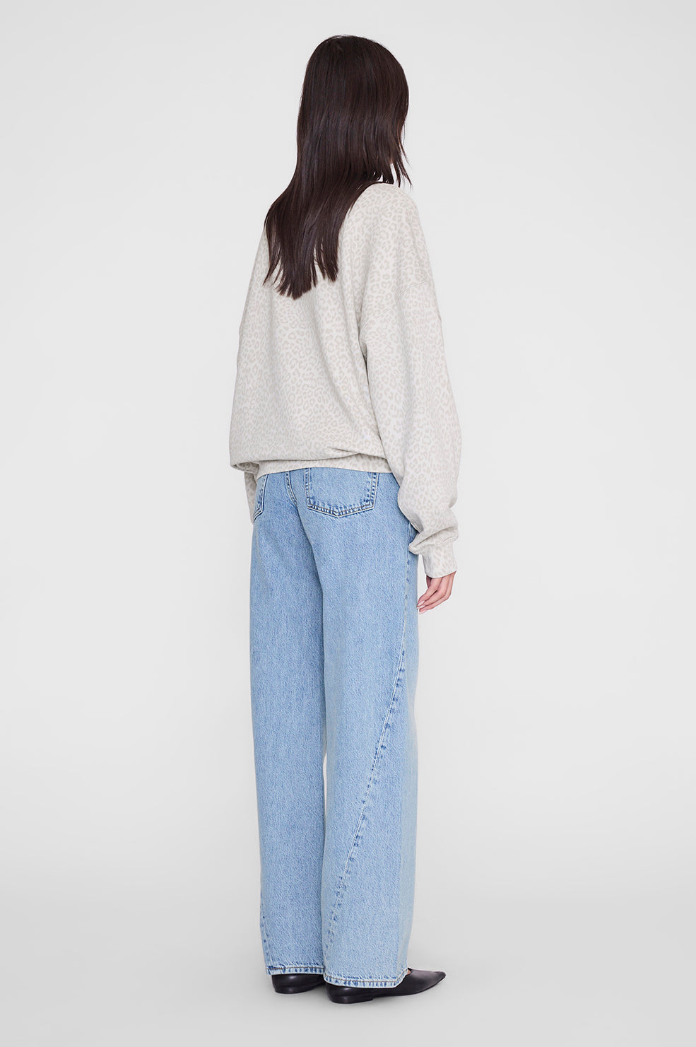 ANINE BING Miles Sweatshirt Anine Bing - Washed White Leopard