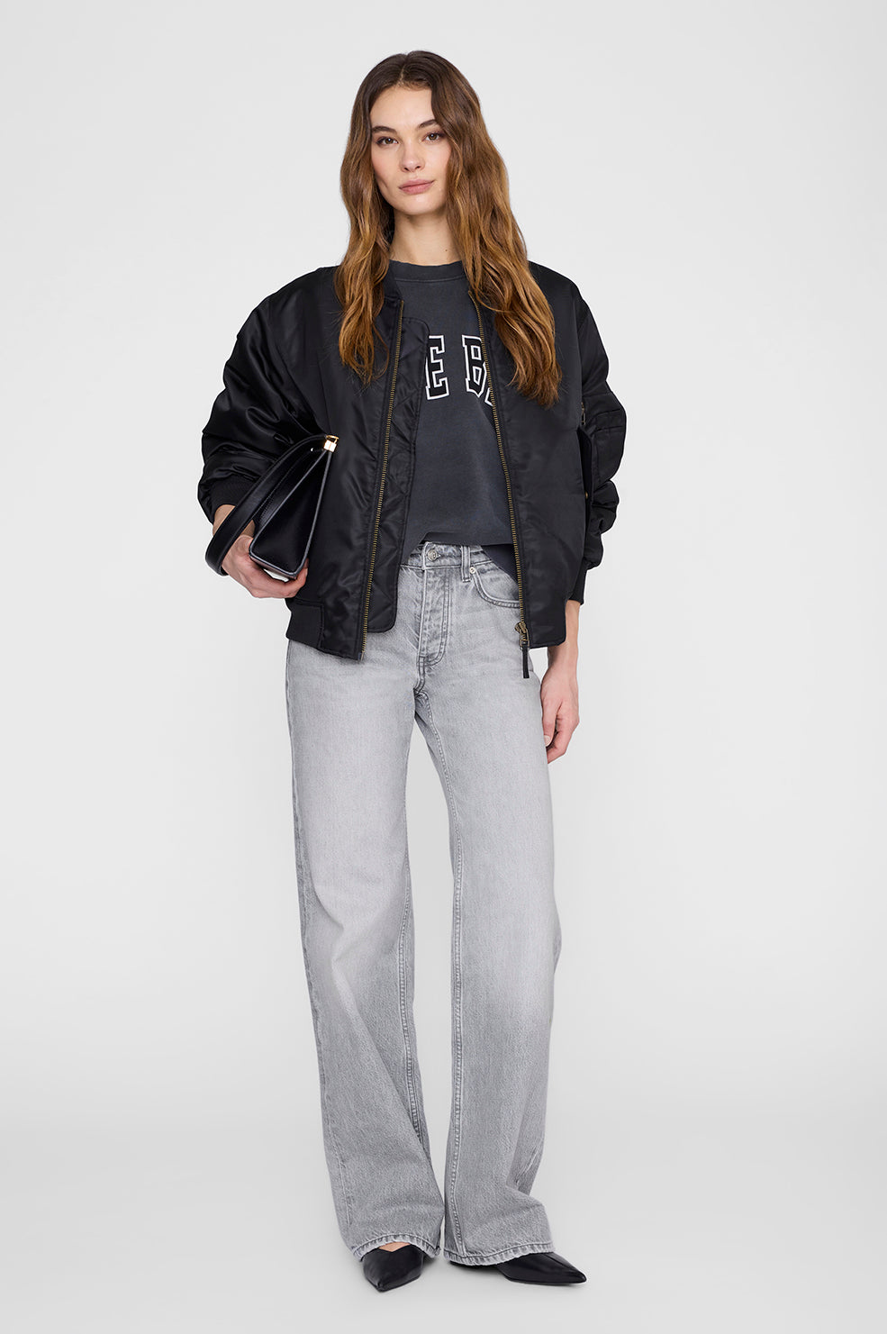 アニンビン ANINEBING スウェット USED加工 トレーナー ブラック ANINE BING Miles Sweatshirt New Classic - Washed Black