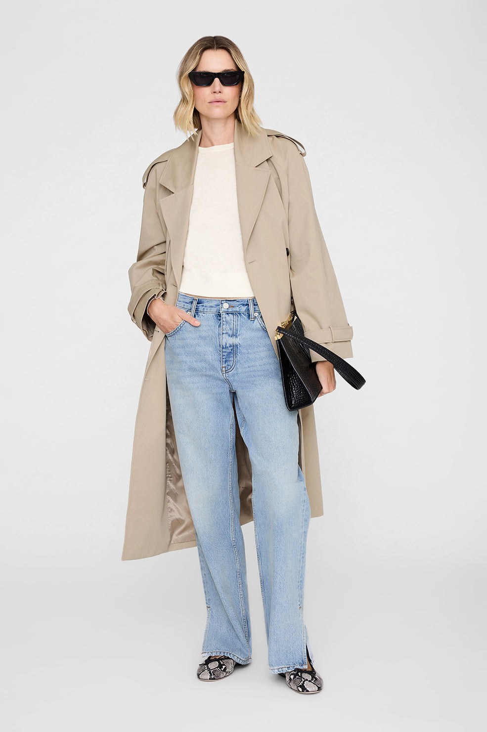 ANINE BING Moni Crop Sweater - Ivory