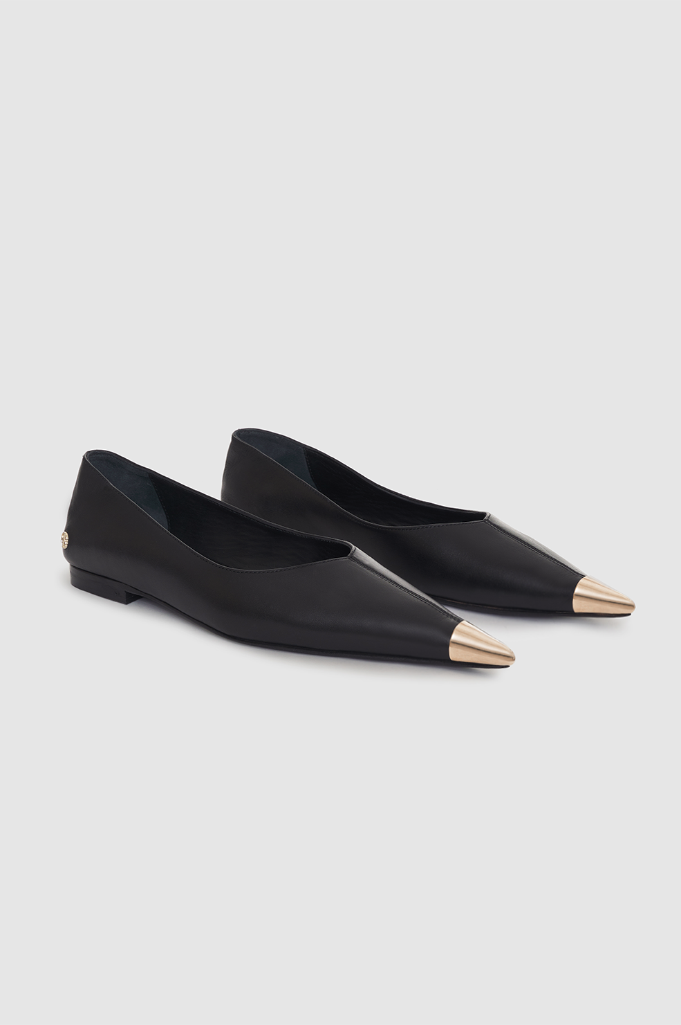 ANINE BING Nina Flats With Metal Toe Cap Black