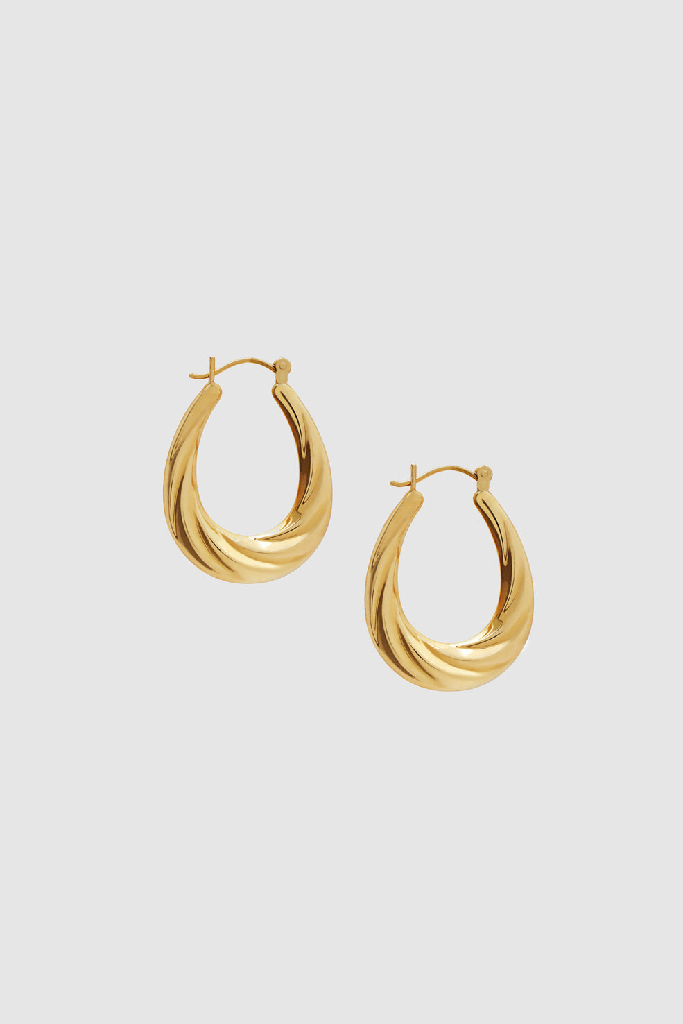 Oval Twist Hoop Earrings - 14k Gold