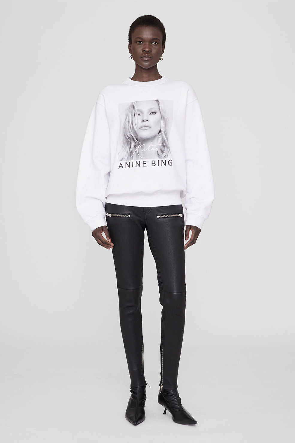 Anine bing sweatshirt Ramona monogram sweatshirt Small white