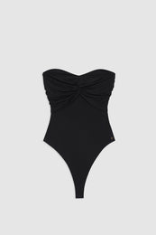 ANINE BING Ravine Bodysuit - Black - Front View