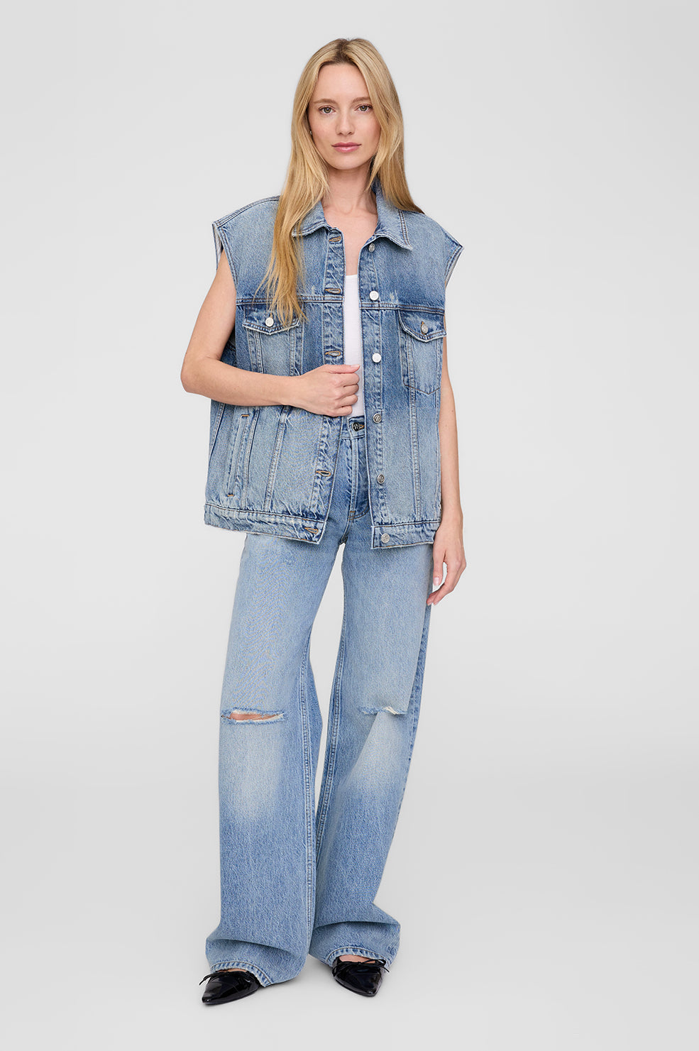 ANINE BING Rory Vest - Summer Indigo - On Model Front