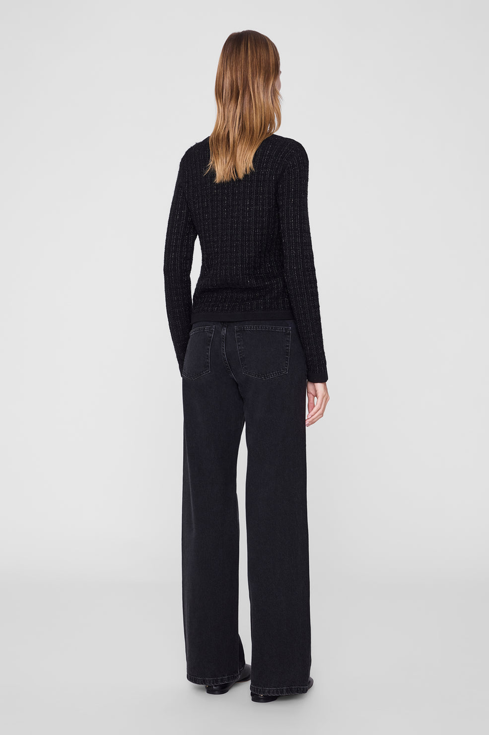 ANINE BING Tessa Tweed Cardigan - Black