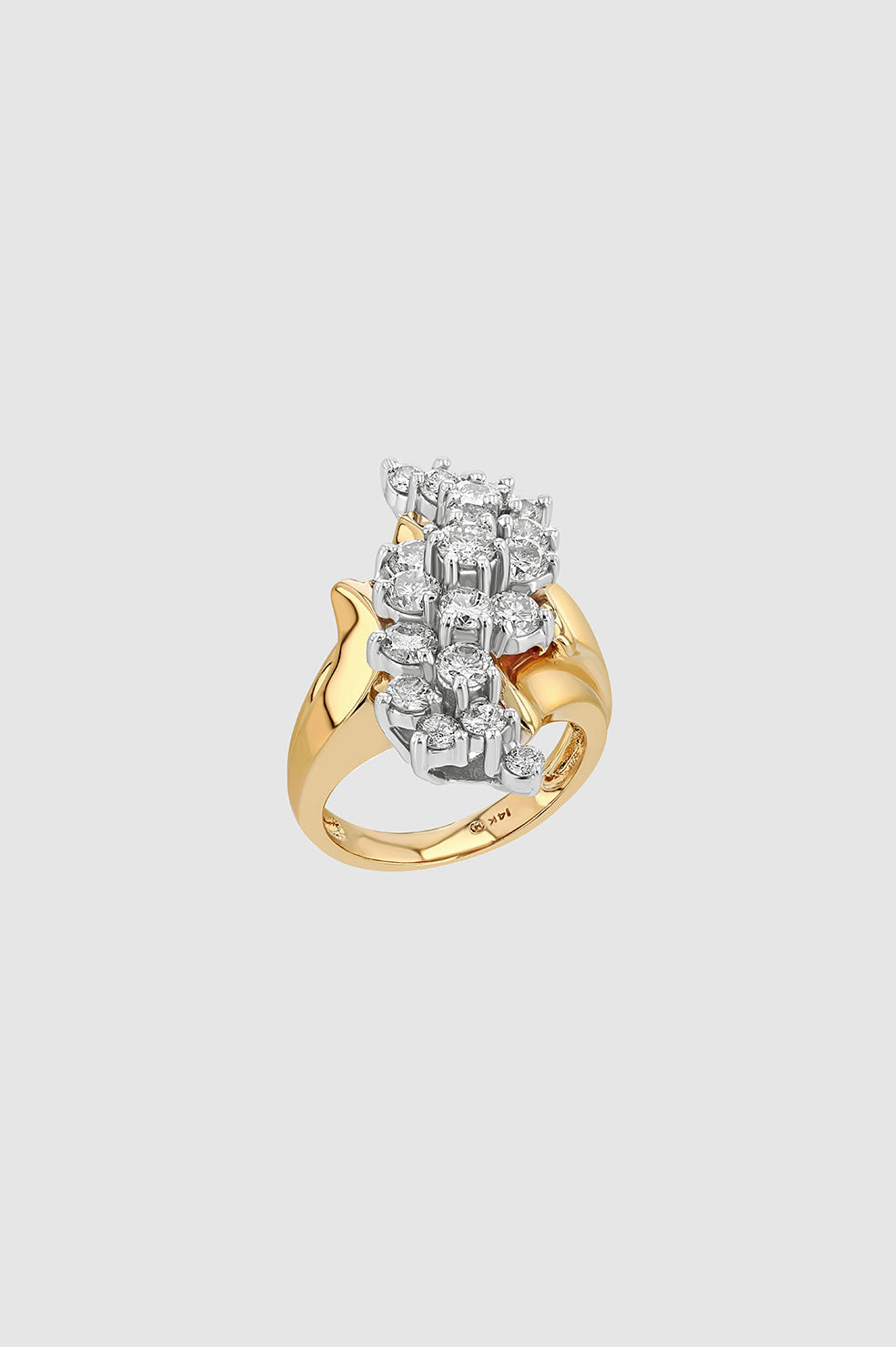 Wavy Diamond Ring - 14k Gold