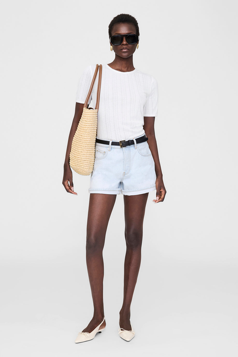 ANINE BING Dalton Short - Ultra Bleached - On Model Front