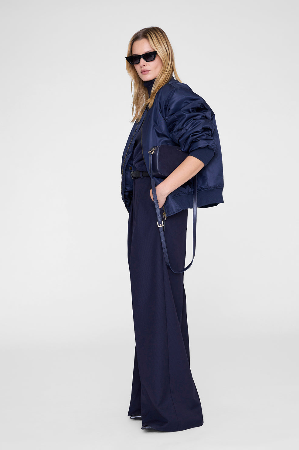 ANINE BING Elly Camera Bag - Navy Suede