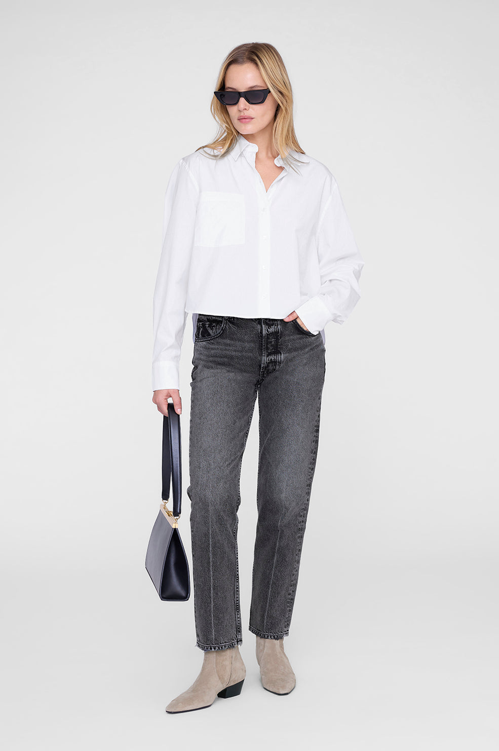cropped dress shirt ANINE BING Essie Cropped Shirt