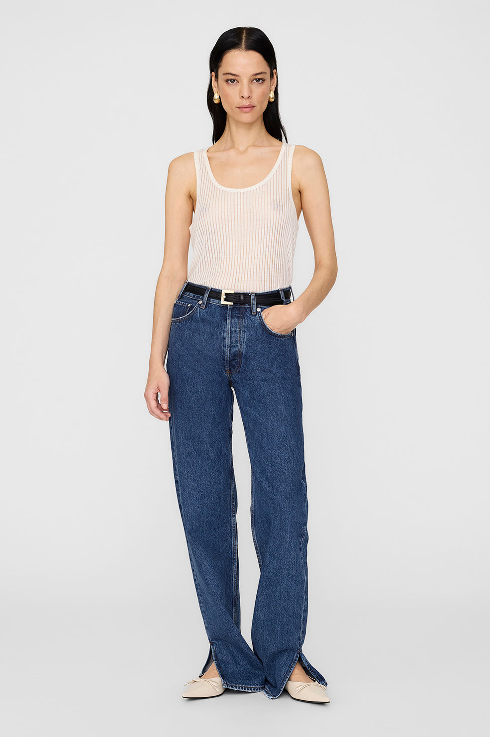 ANINE BING Eugene Tank - Snow White - On Model Front