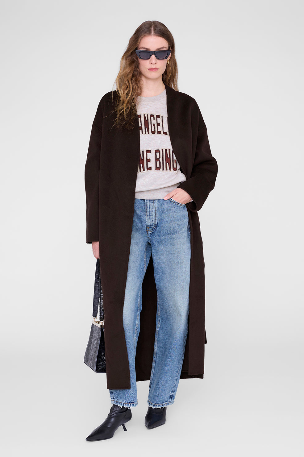 ANINE BING Harry Shrunken Sweatshirt La - Oatmeal Melange
