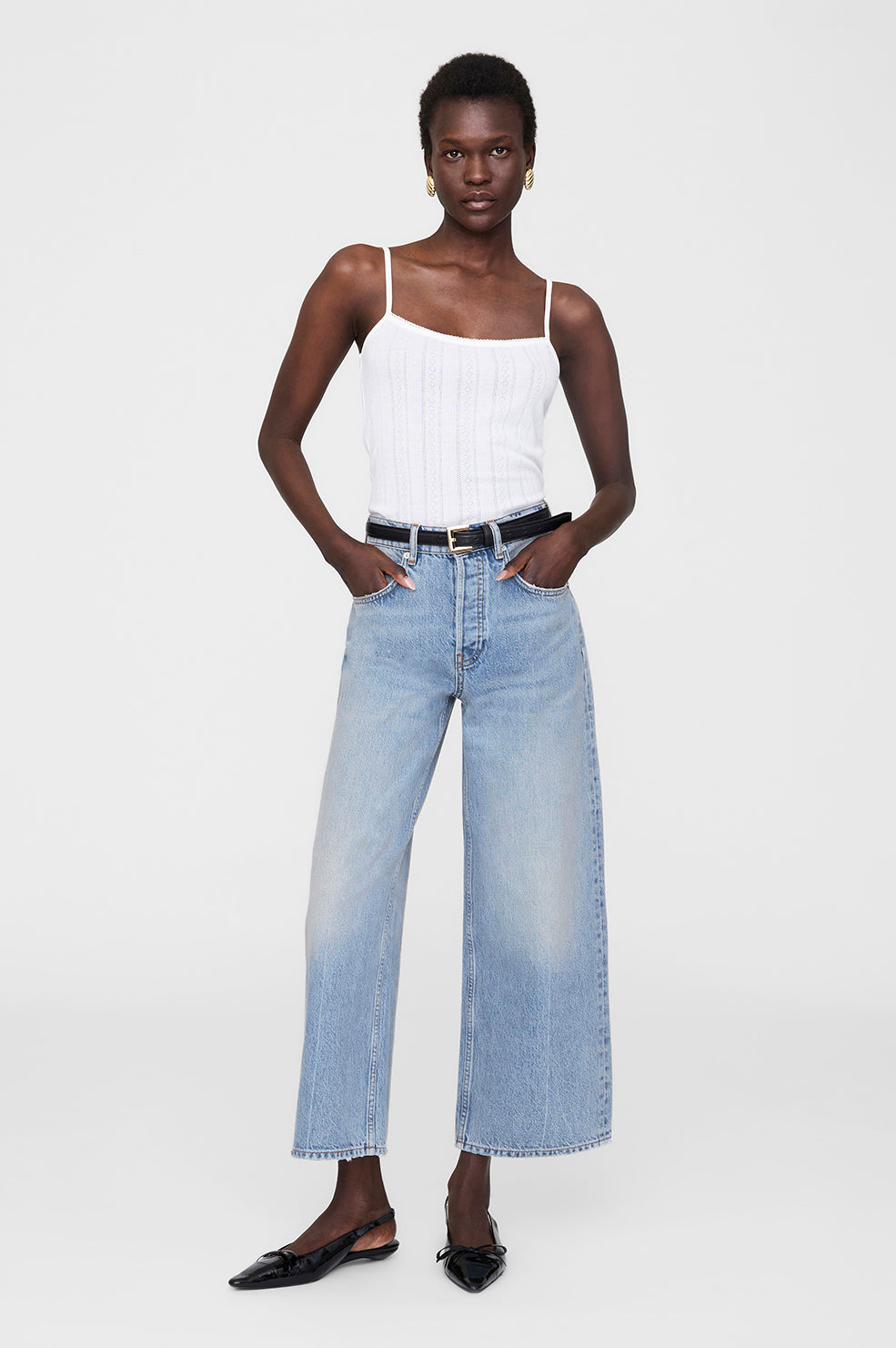 ANINE BING Heath Jean - Blizzard Blue - On Model Front