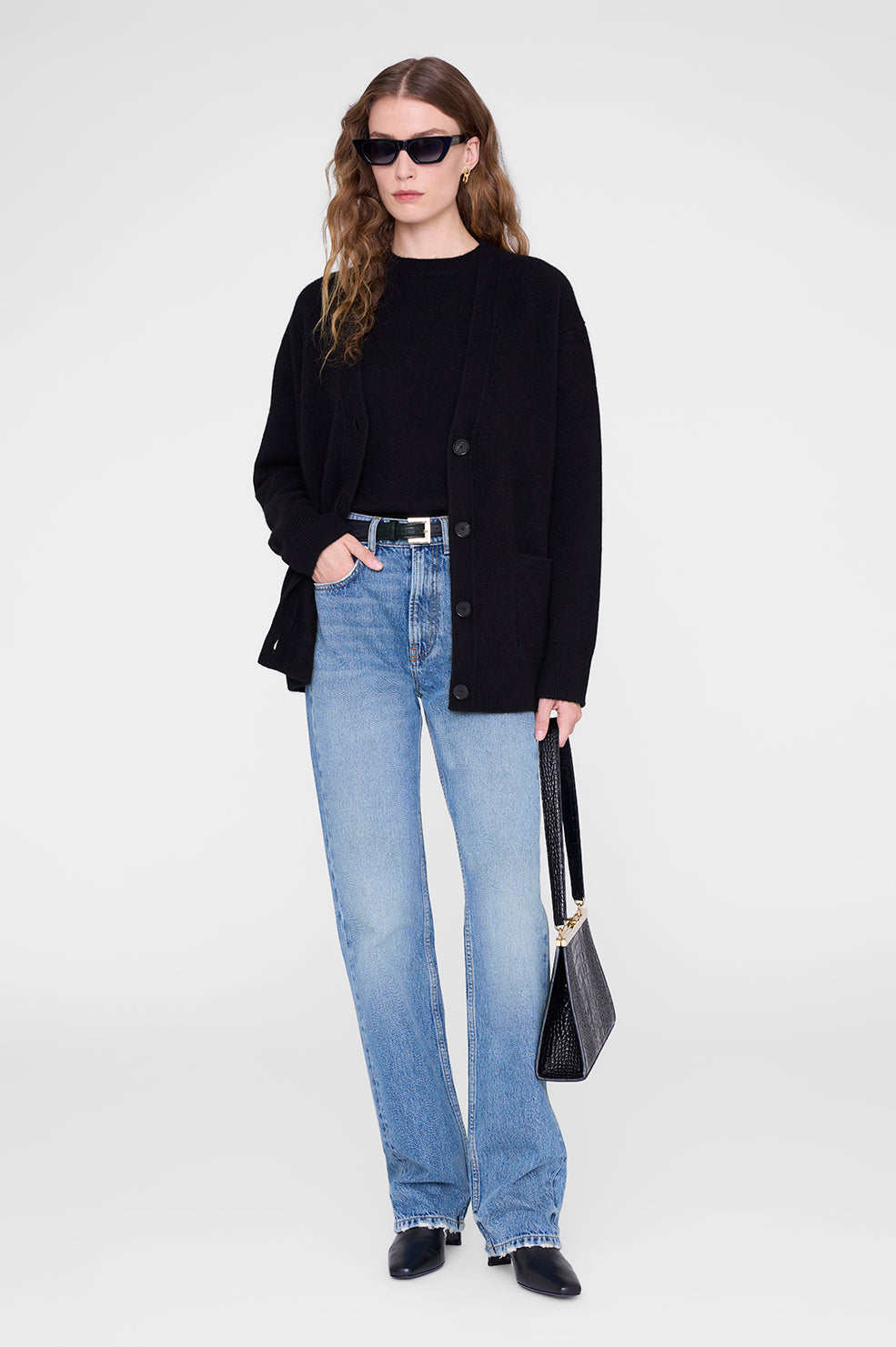 ANINE BING Jackson Cardigan - Black - On model front