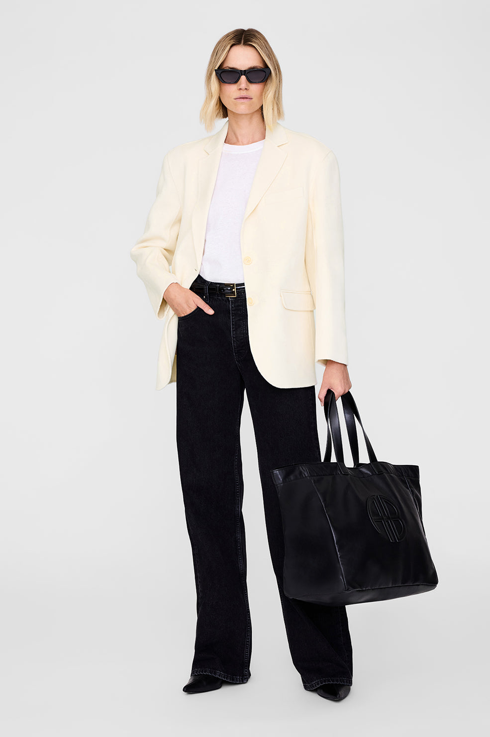 ANINE BING Large Rio Tote - Black Recycled Leather