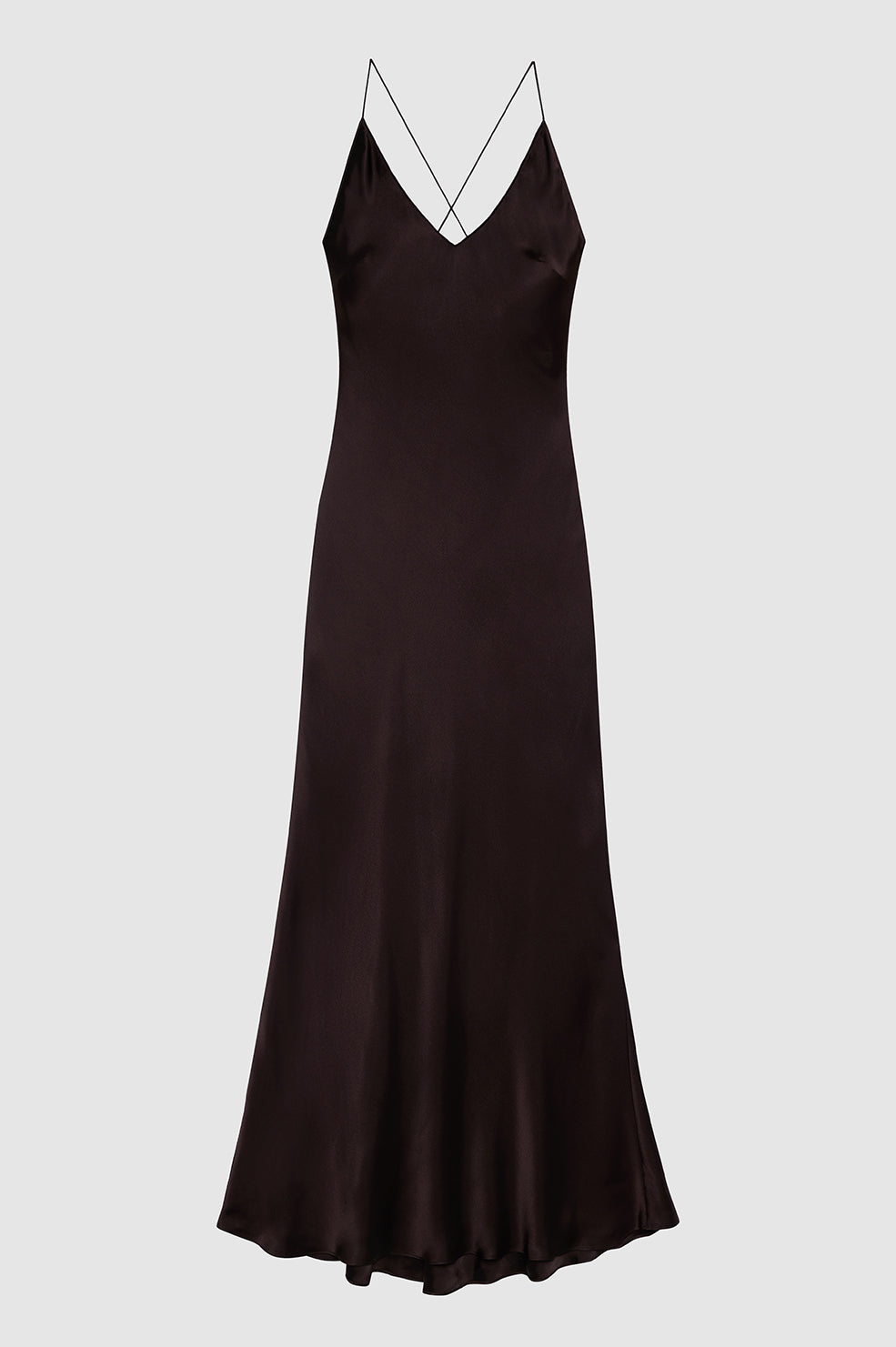 dark brown slip dress Lilly Sweetheart Satin Maxi Dress / Dark Chocolate | MESHKI main image 1
