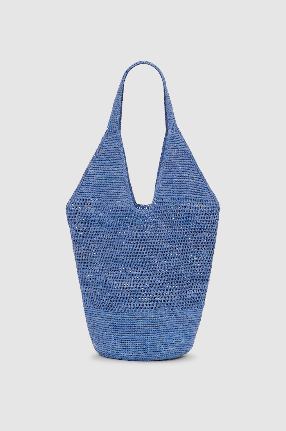 ANINE BING Leah Logo Hobo Raffia - Storm Blue