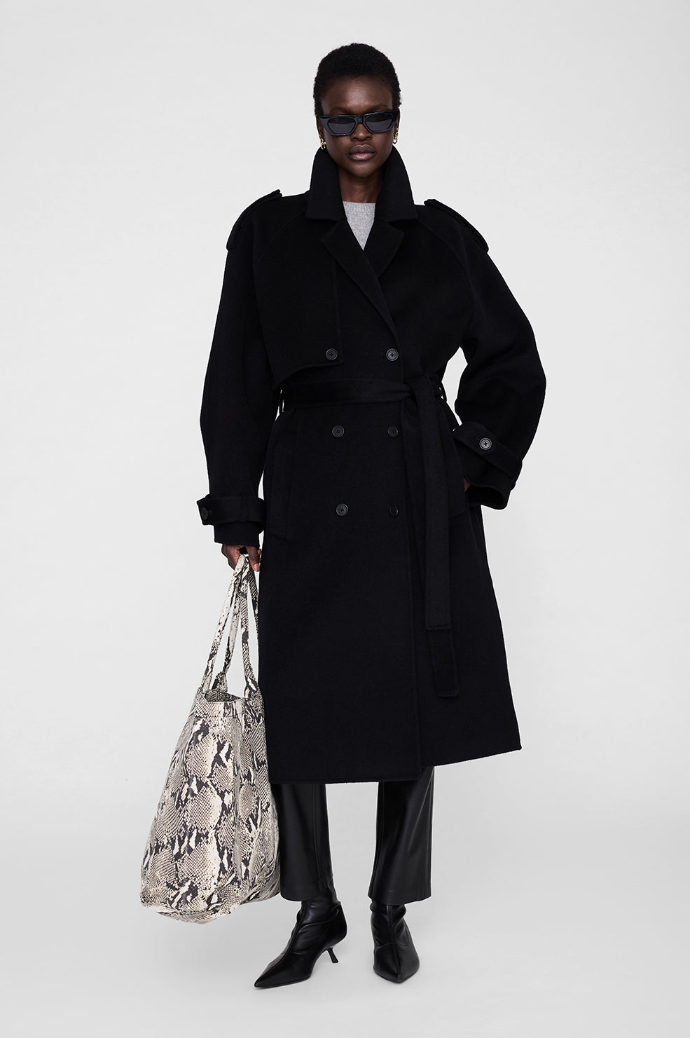 ANINE BING Leo Canvas Tote - Python