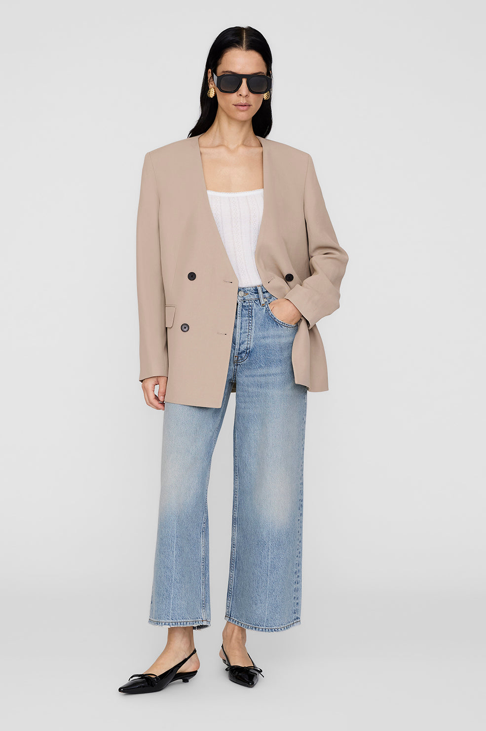 ANINE BING Maron Blazer - Fawn - On Model Front