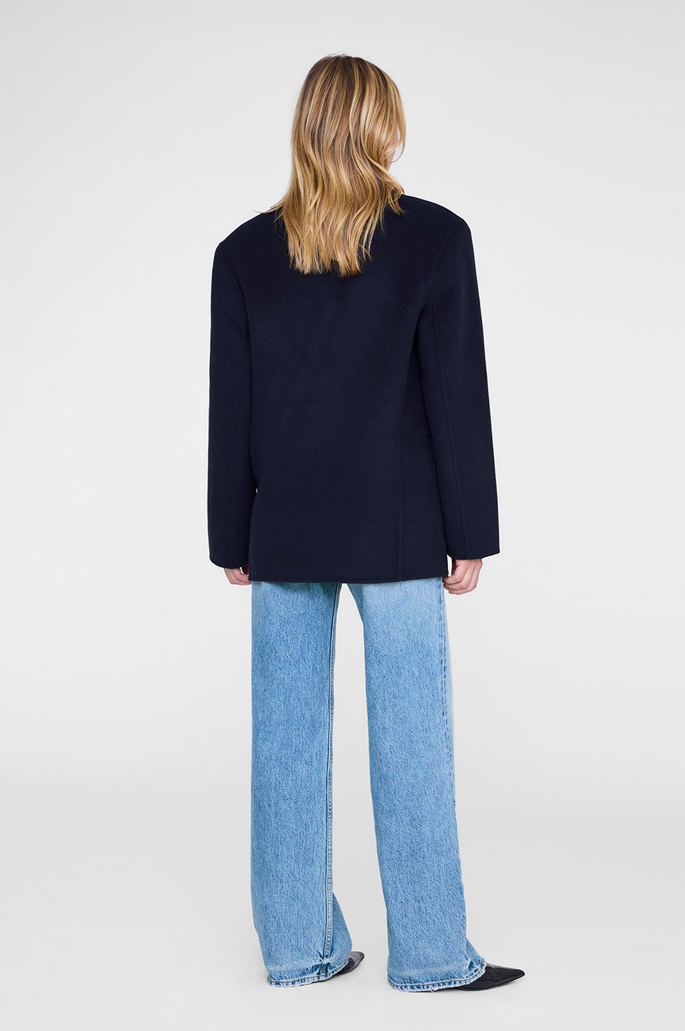 ANINE BING Quinn Blazer - Midnight Blue Cashmere Blend