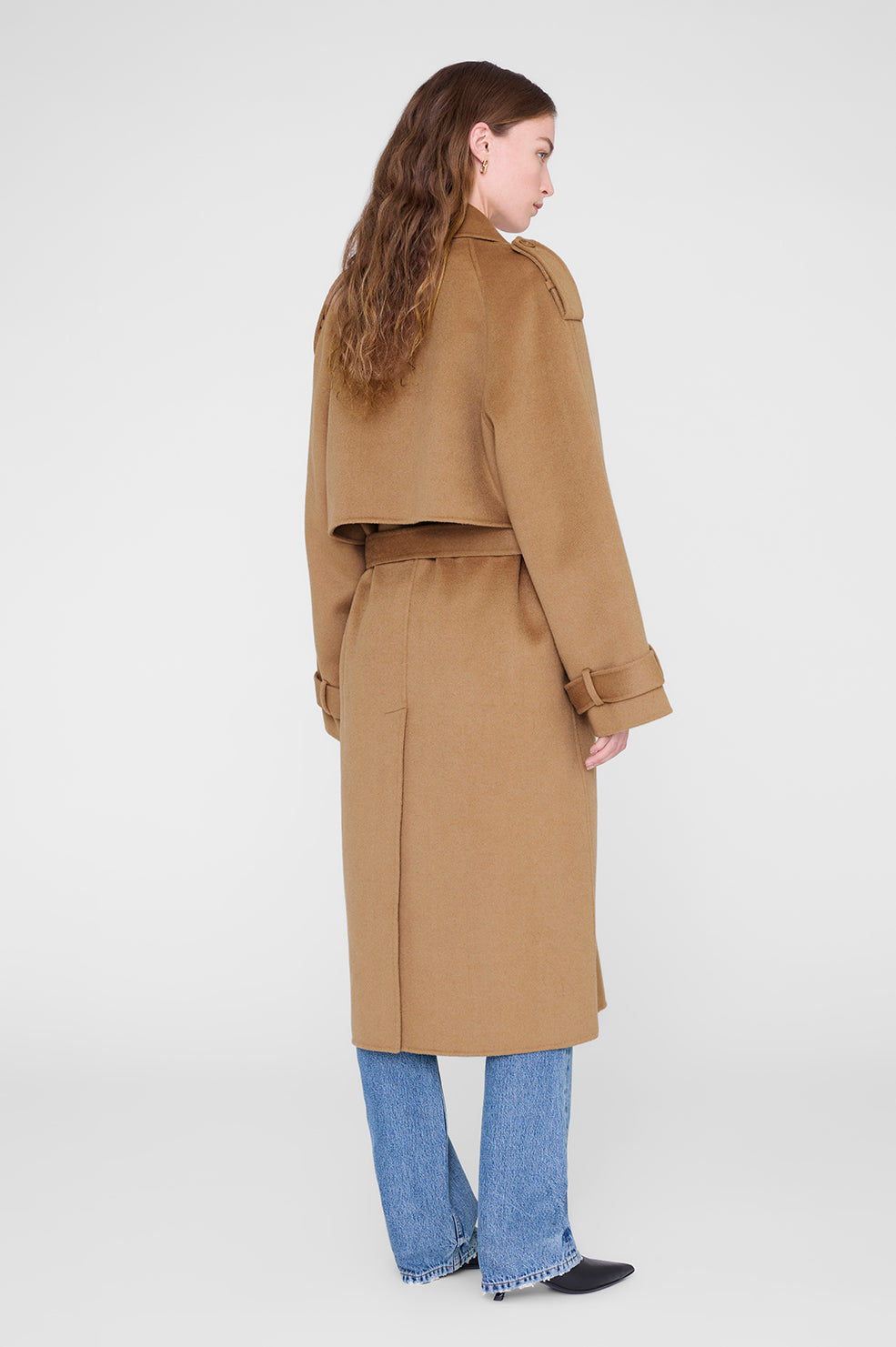 ANINE BING Rickie Maxi Trench - Camel Cashmere Blend