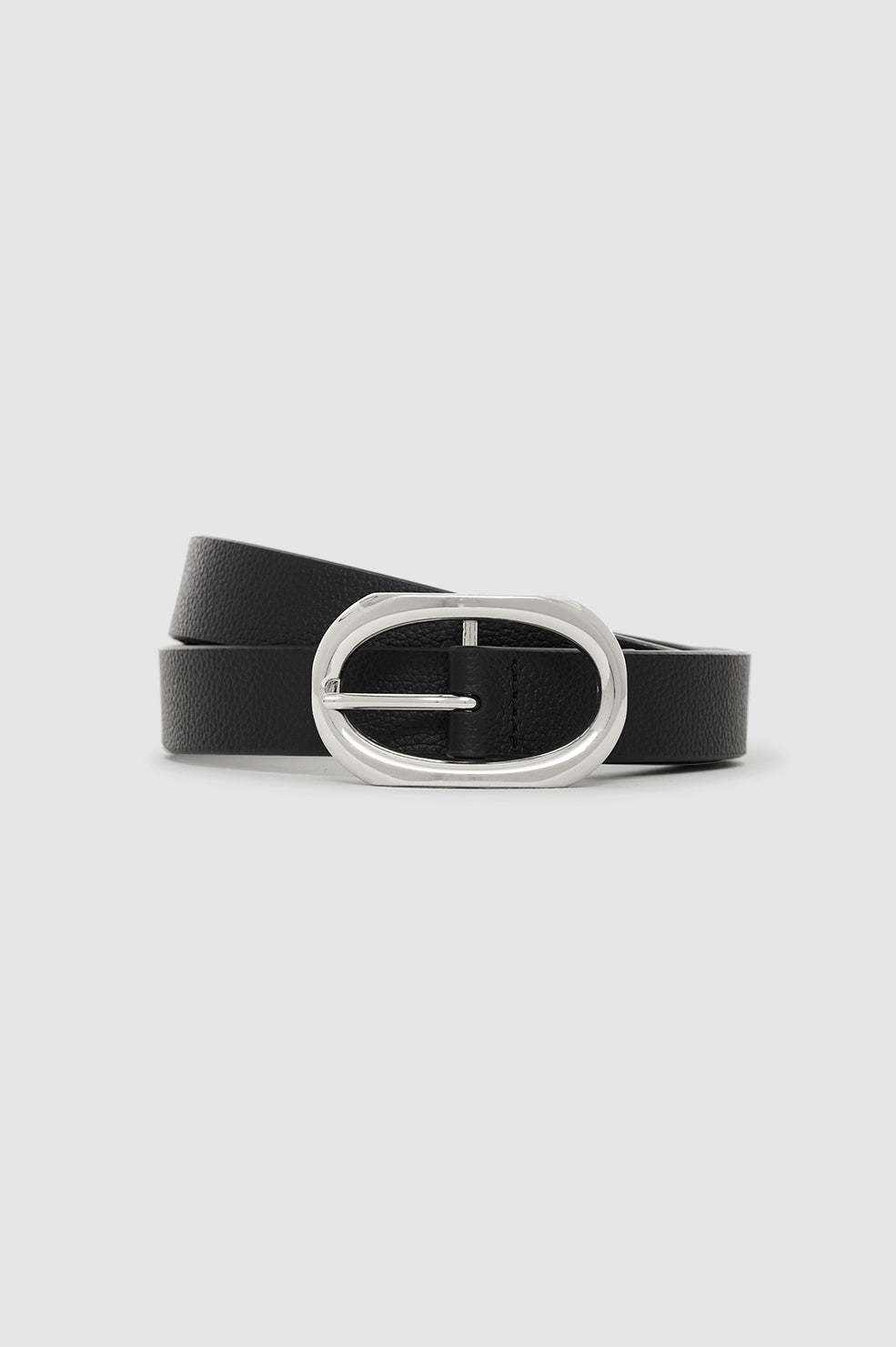 ANINE BING Small Signature Link Belt - Black Pebbled
