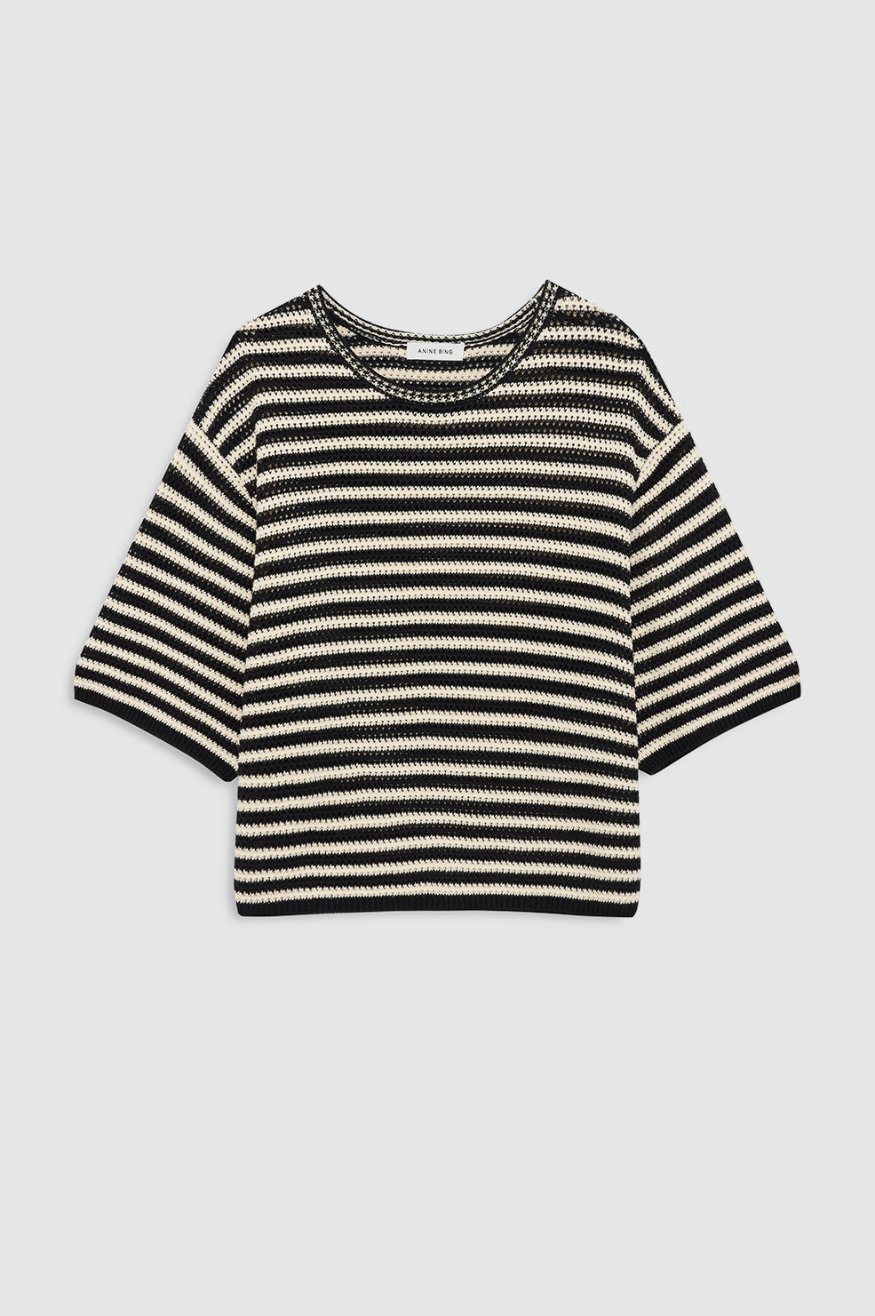 ANINE BING Theo Sweater - Black And Ivory Stripe