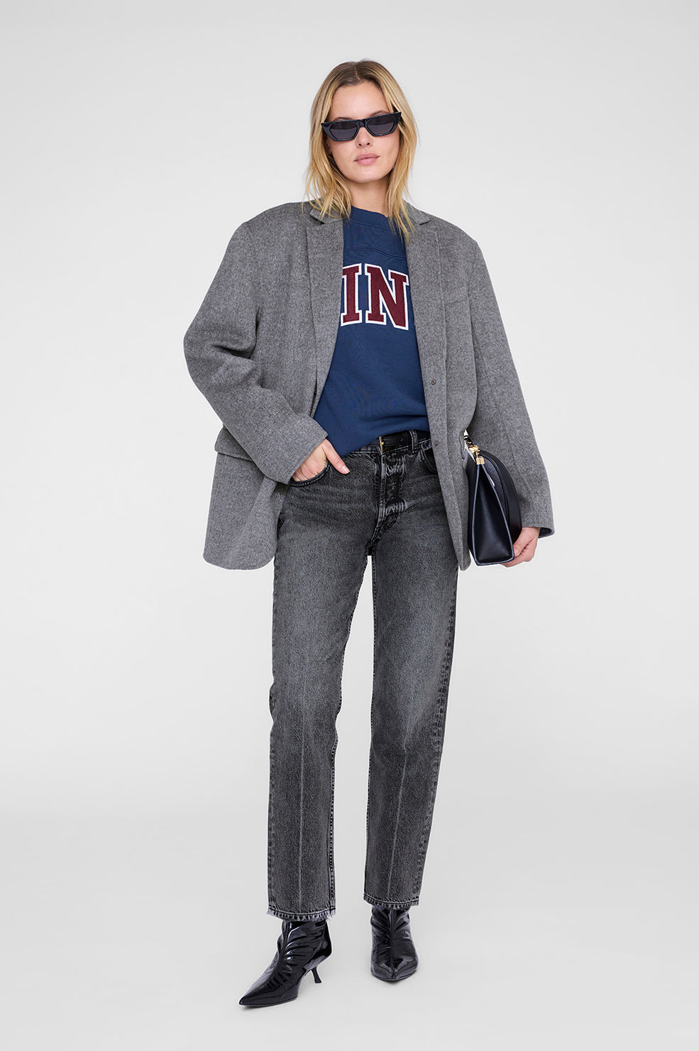 ANINE BING Trenton Sweatshirt Bing - Washed Navy