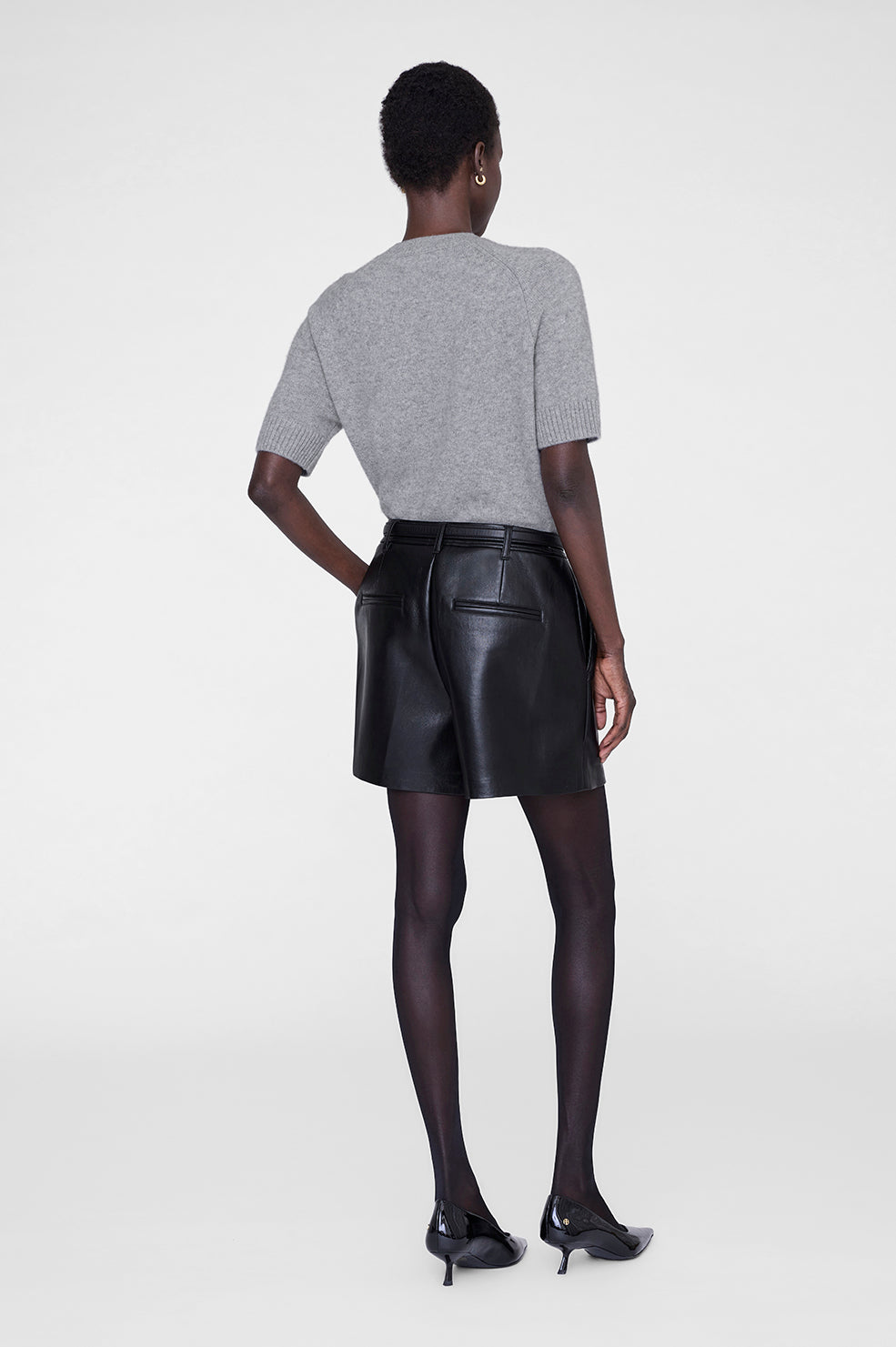 ANINE BING Trent Short - Black Recycled Leather