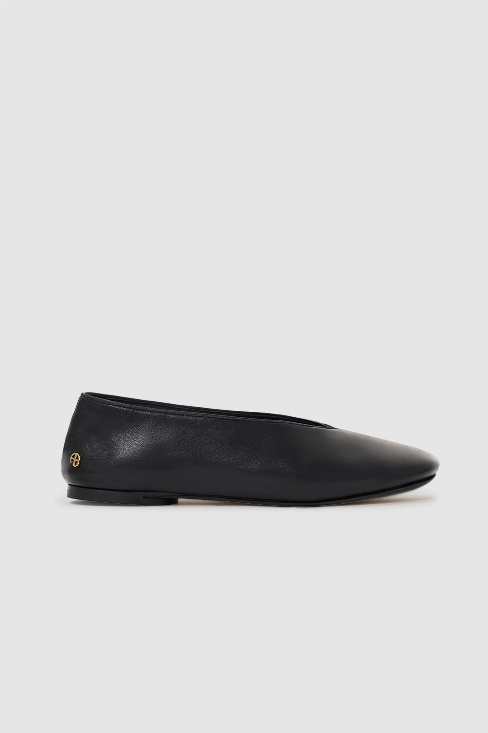 ANINE BING Ana Flats Smooth Leather - Black - front view