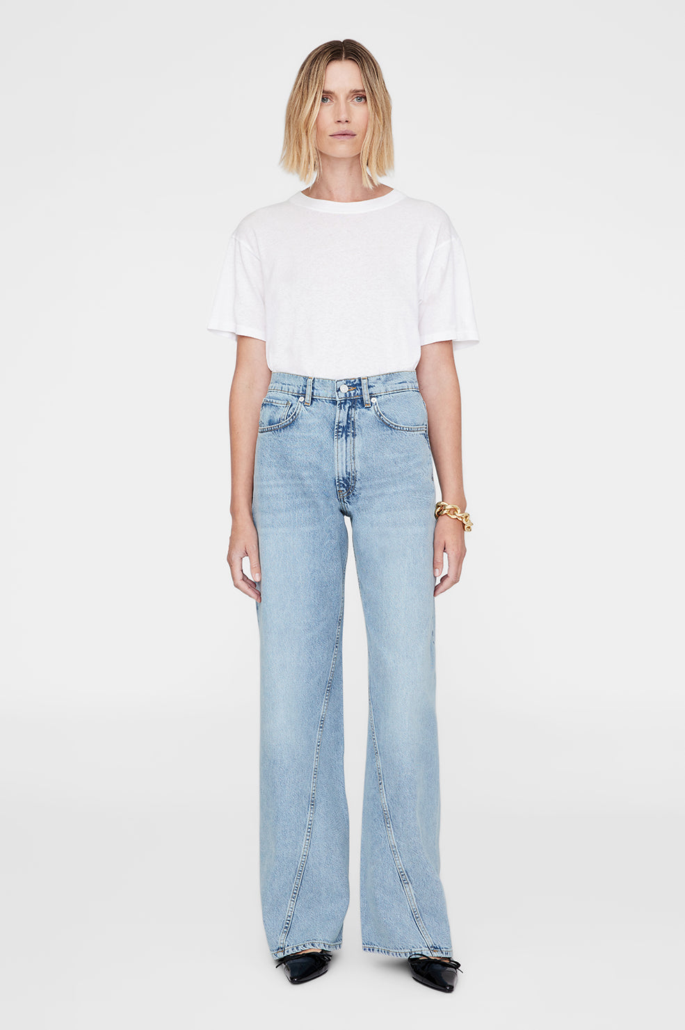 anine bing lili tee tiger eyes ANINE BING Lili Tee Shirt in Burnout