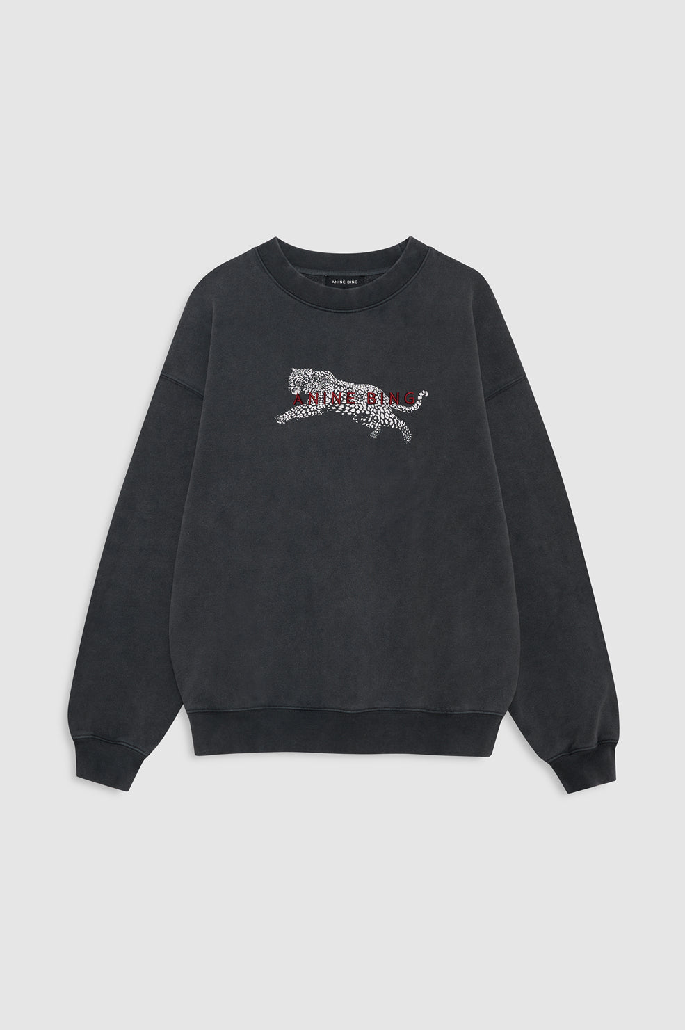 ANINE BING Spencer Sweatshirt Leopard - Washed Black