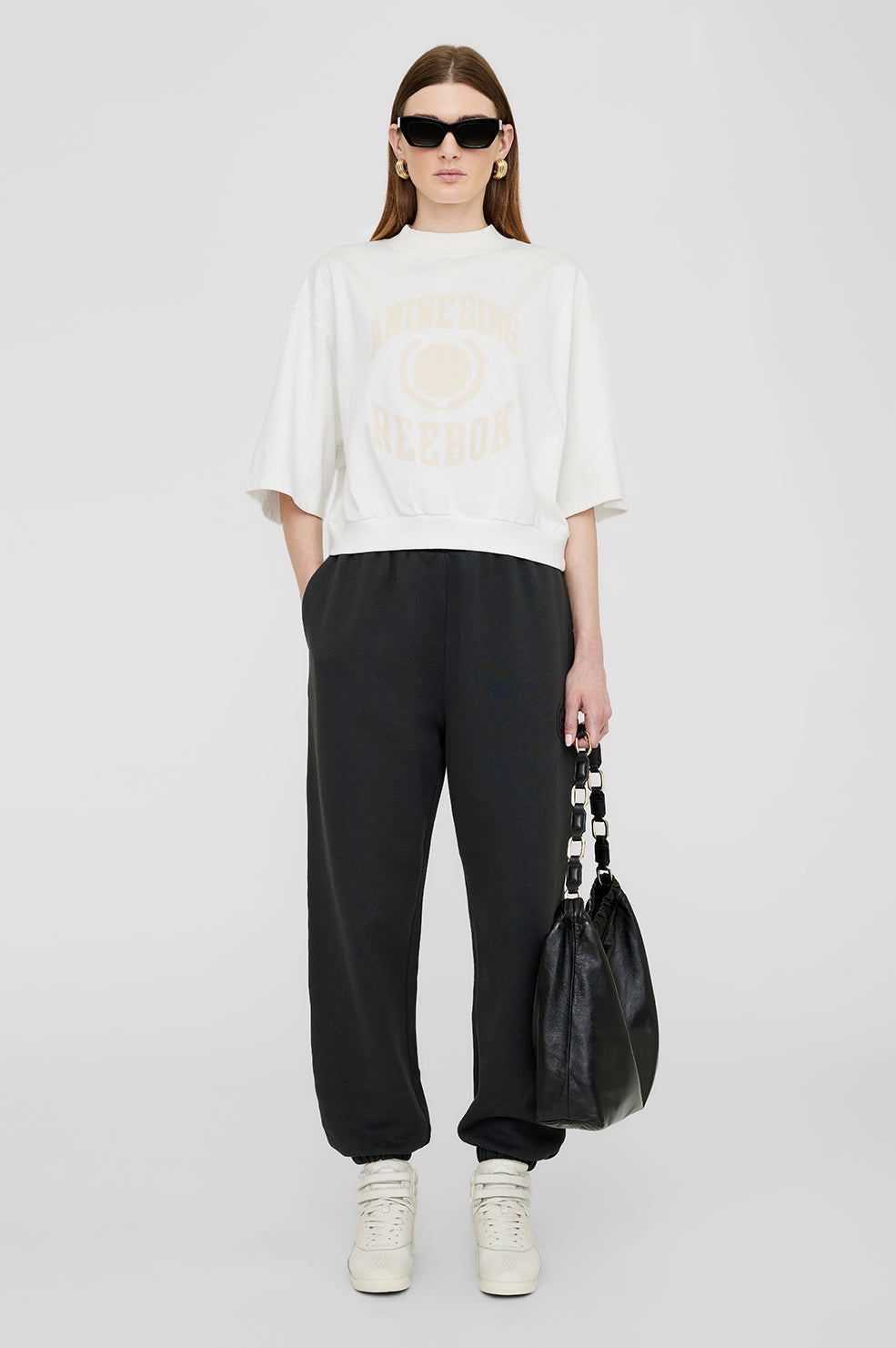Reebok x Anine Bing T-Shirt - Chalk - On Model Front