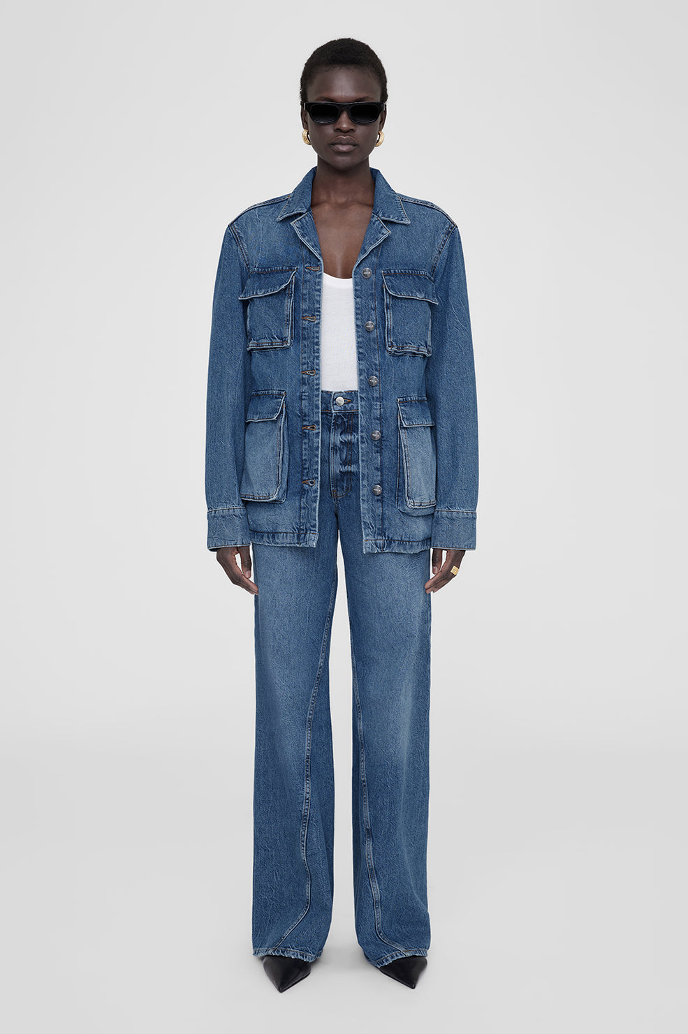 ANINE BING Alden Jacket - Arctic Blue - On Model Front